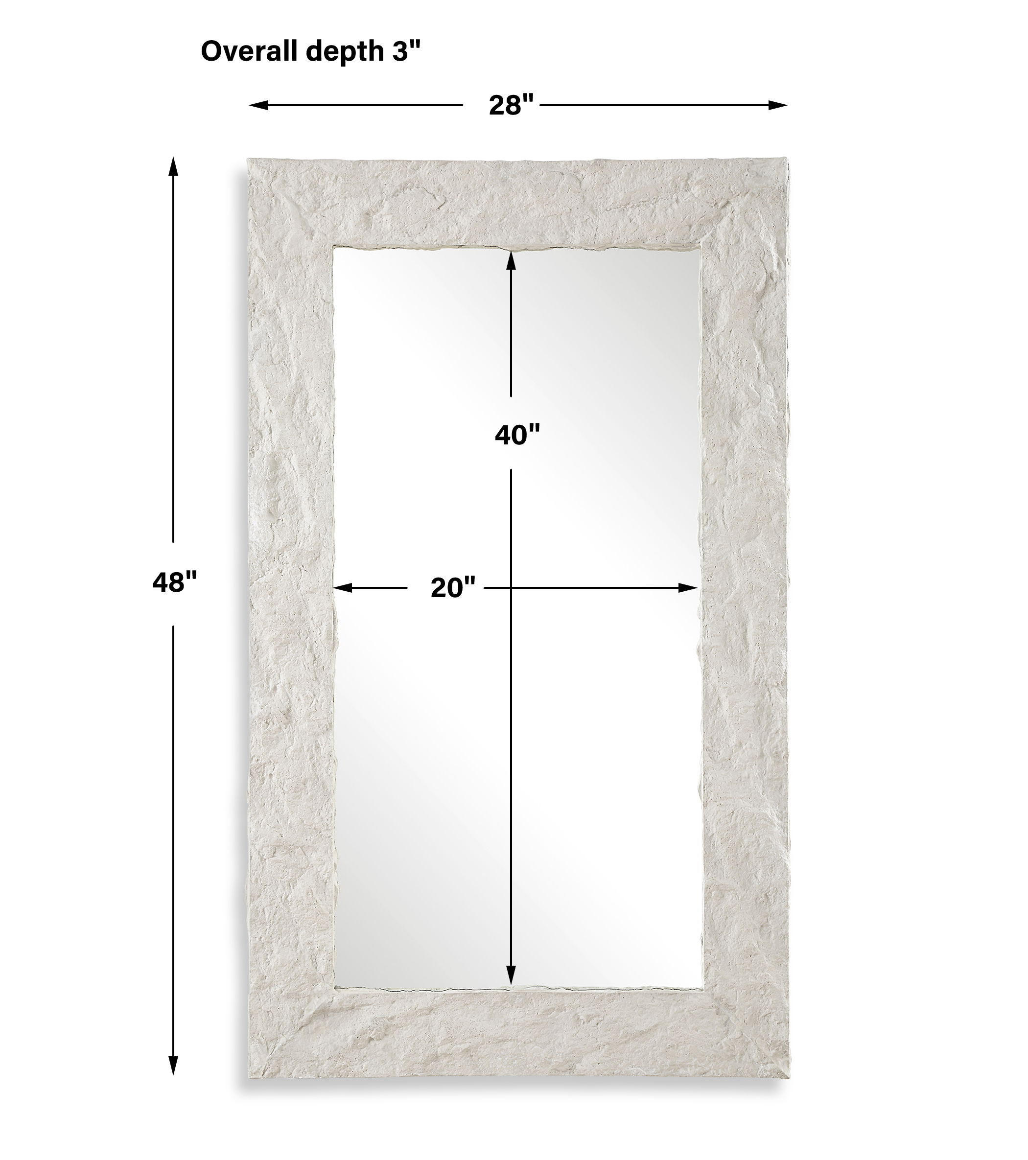 Quarry Rectangle Stone Veneer Mirror, by Uttermost, 28" width x 48" height x 3" depth View 3