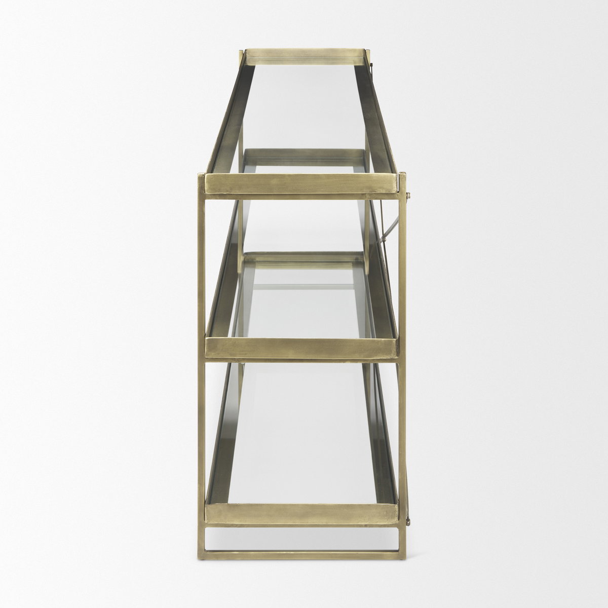 Trey  Gold Metal with Glass Console Table, by Mercana, 72" length x 16" width x 30" height View 4