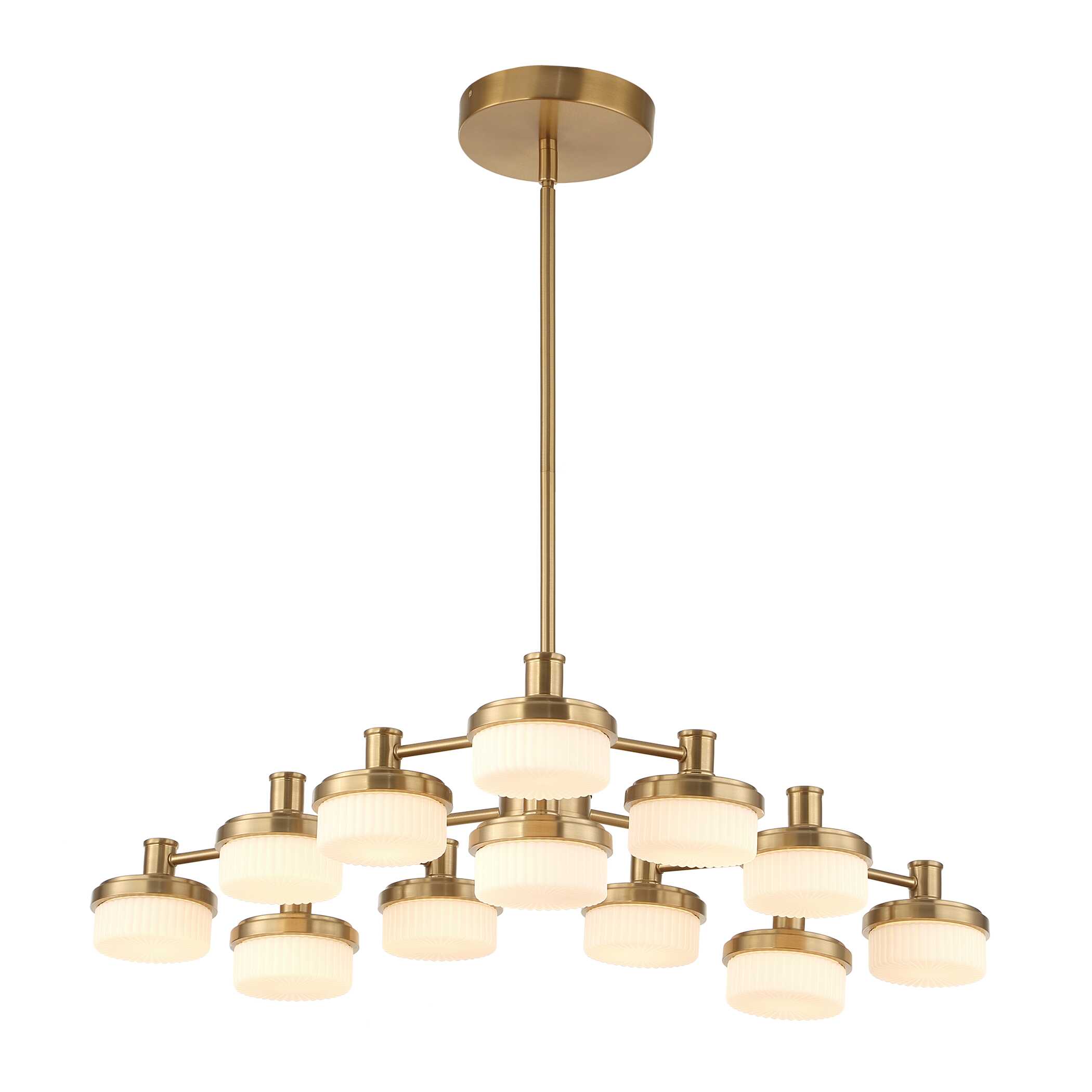Wedge 12 Lt LED Brass Chandelier, Ceiling Light by Uttermost, 40.62" width x 7.25" height x 40.62" depth View 6