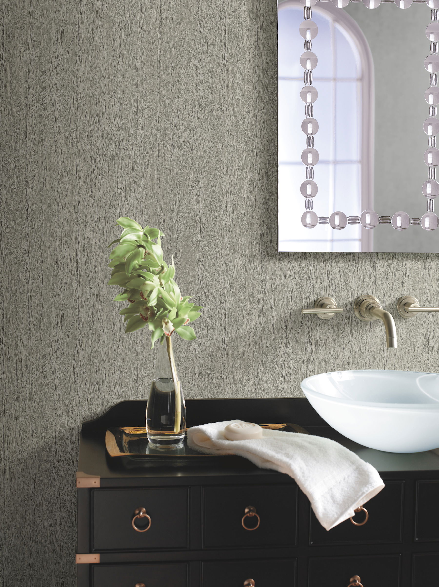 Natural Texture Silver & Brown Metallic Wallpaper large image 