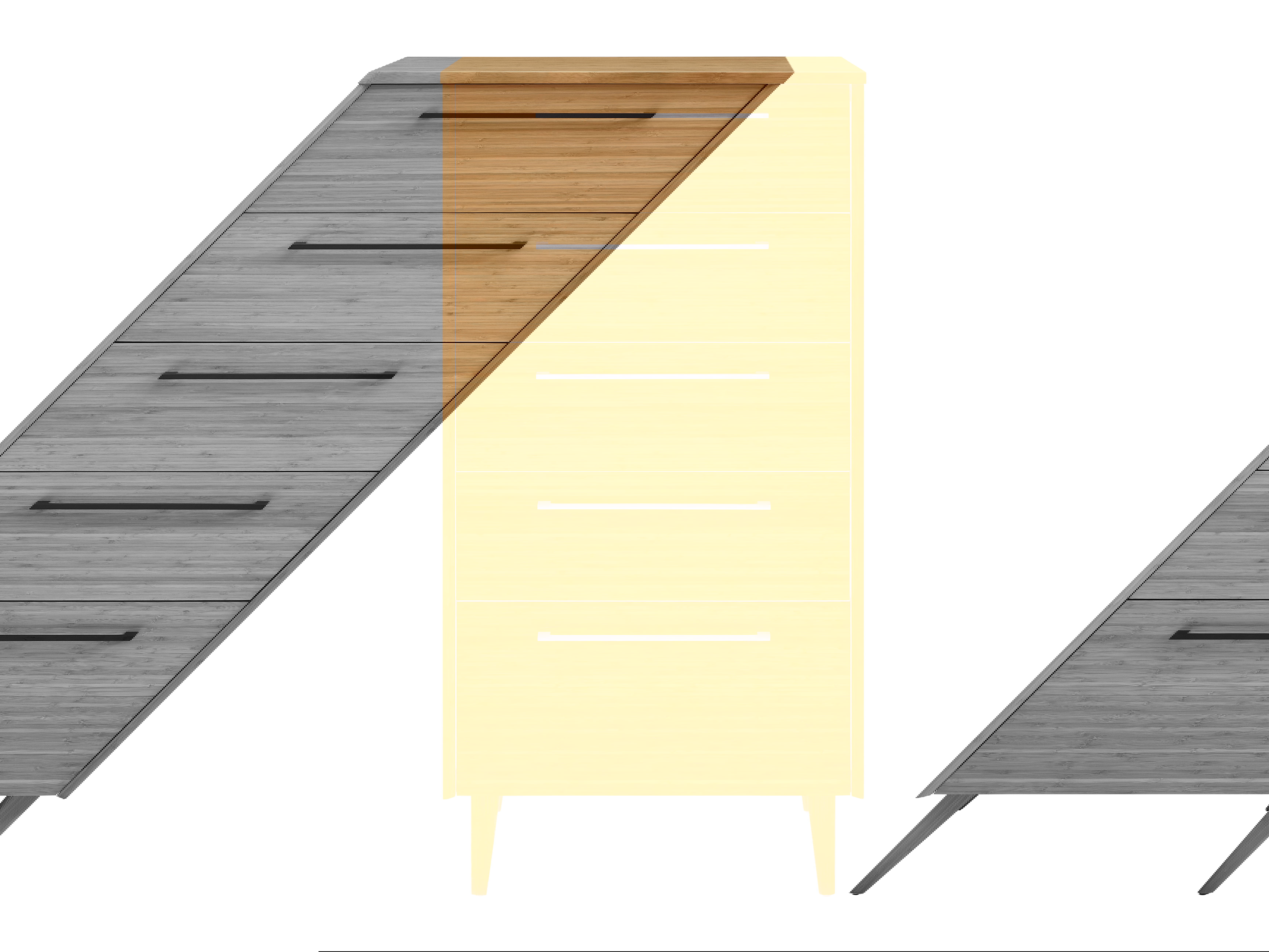 Sienna Five Drawer High Chest, Caramelized, Dresser by Greenington, 18.5" length x 26.75" width x 52.5" height View 2