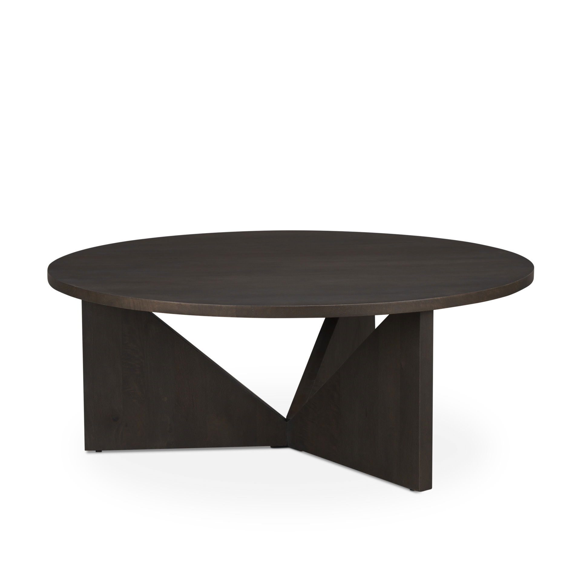 Tarro Brown Wood with Triangle Legs Coffee Table, by Mercana, 44" length x 44" width x 17.5" height View 1