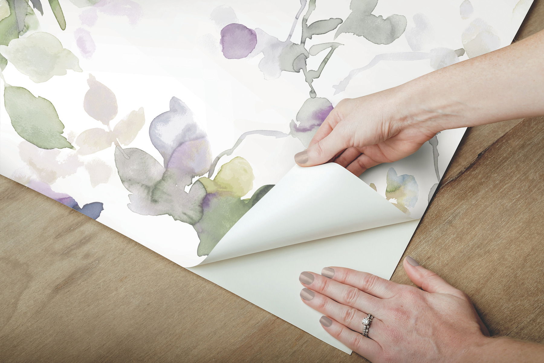 Garden Anemone Lilac & Green Peel & Stick Wallpaper large image 