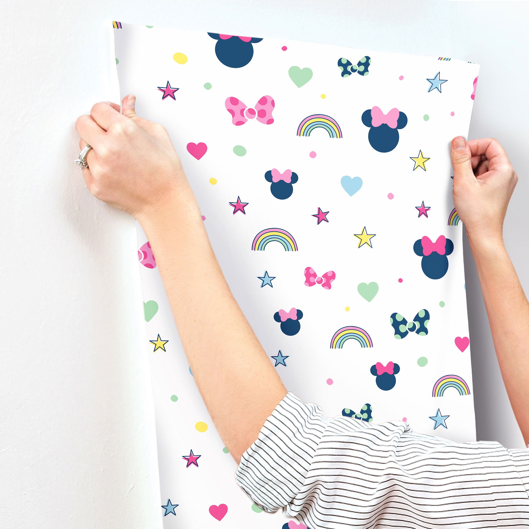 Disney Minnie Mouse Rainbow Pink Wallpaper, by York Wall, 33' length x 1'8.5" width x 0.02" depth View 5