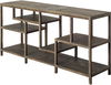Wright I 16L x 66W Brown Wood Multi-Level Shelf Console Table, by Mercana, 66" length x 16" width x 32" height thumbnail 1