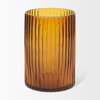 Dawn 8' Ribbed Amber Glass Vase, by Mercana, 5.59" length x 5.59" width x 8.27" height thumbnail 3
