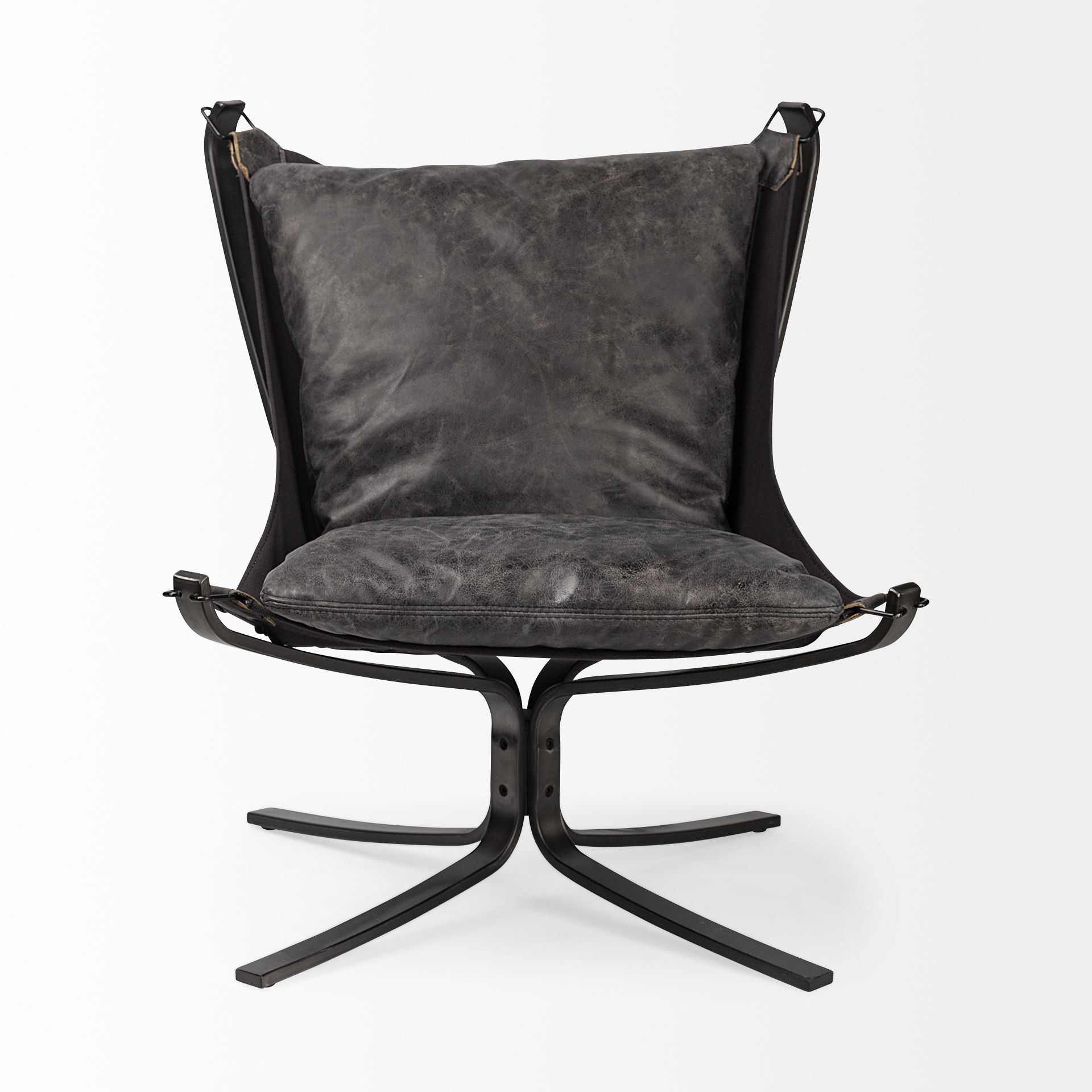 Colarado Black Leather Cushions with Black Metal Frame Sling-Style Accent Chair large image 