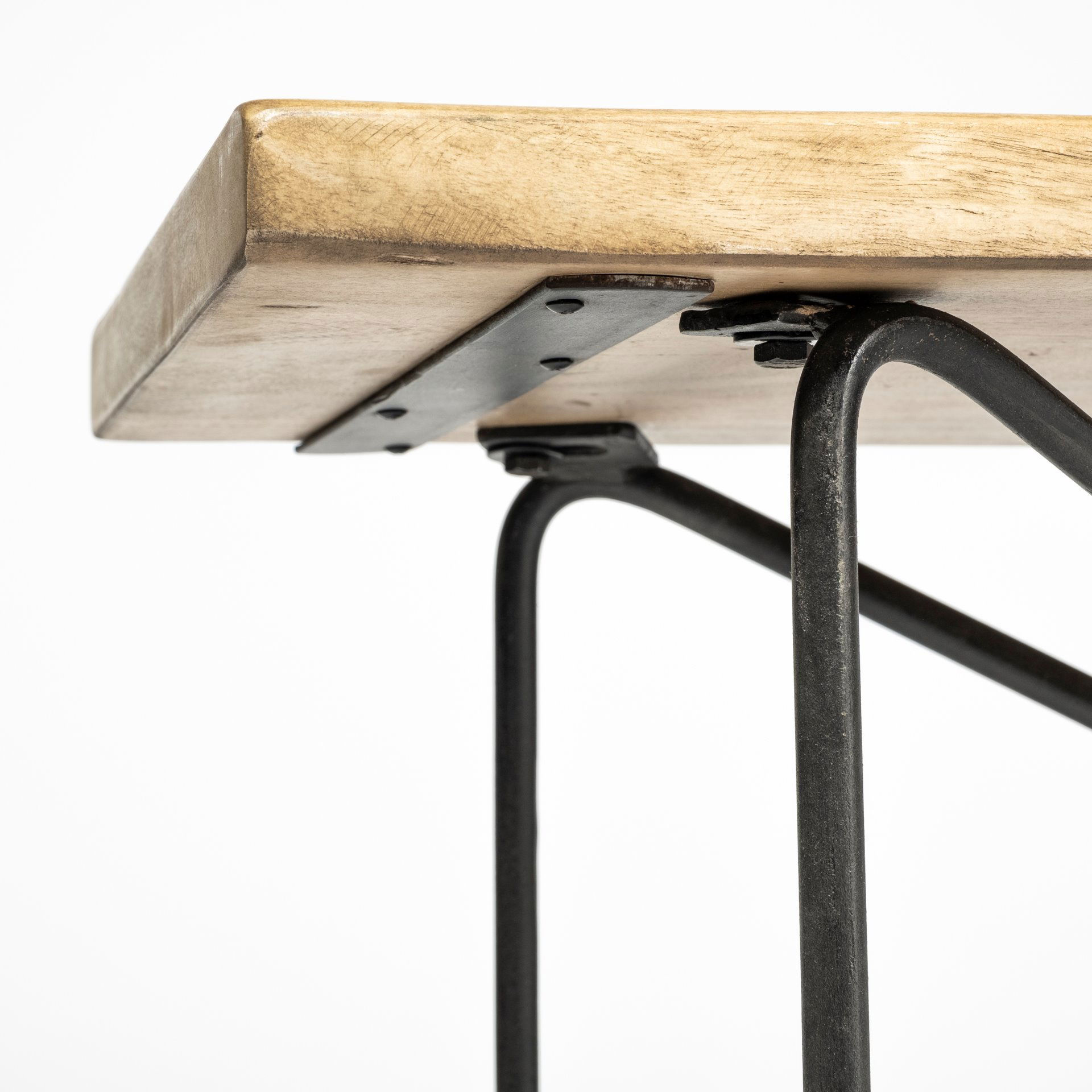 Papillion III 66L x 16W Blonde Wood And Iron Dining Bench large image 