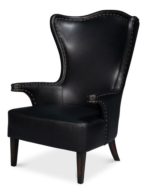 Drake Distilled Leather Chair, Black