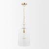 Sadah Tall Clear Blown Glass with Gold Metal Pendant Light, by Mercana, 11.25" length x 11.25" width x 21" height thumbnail 3