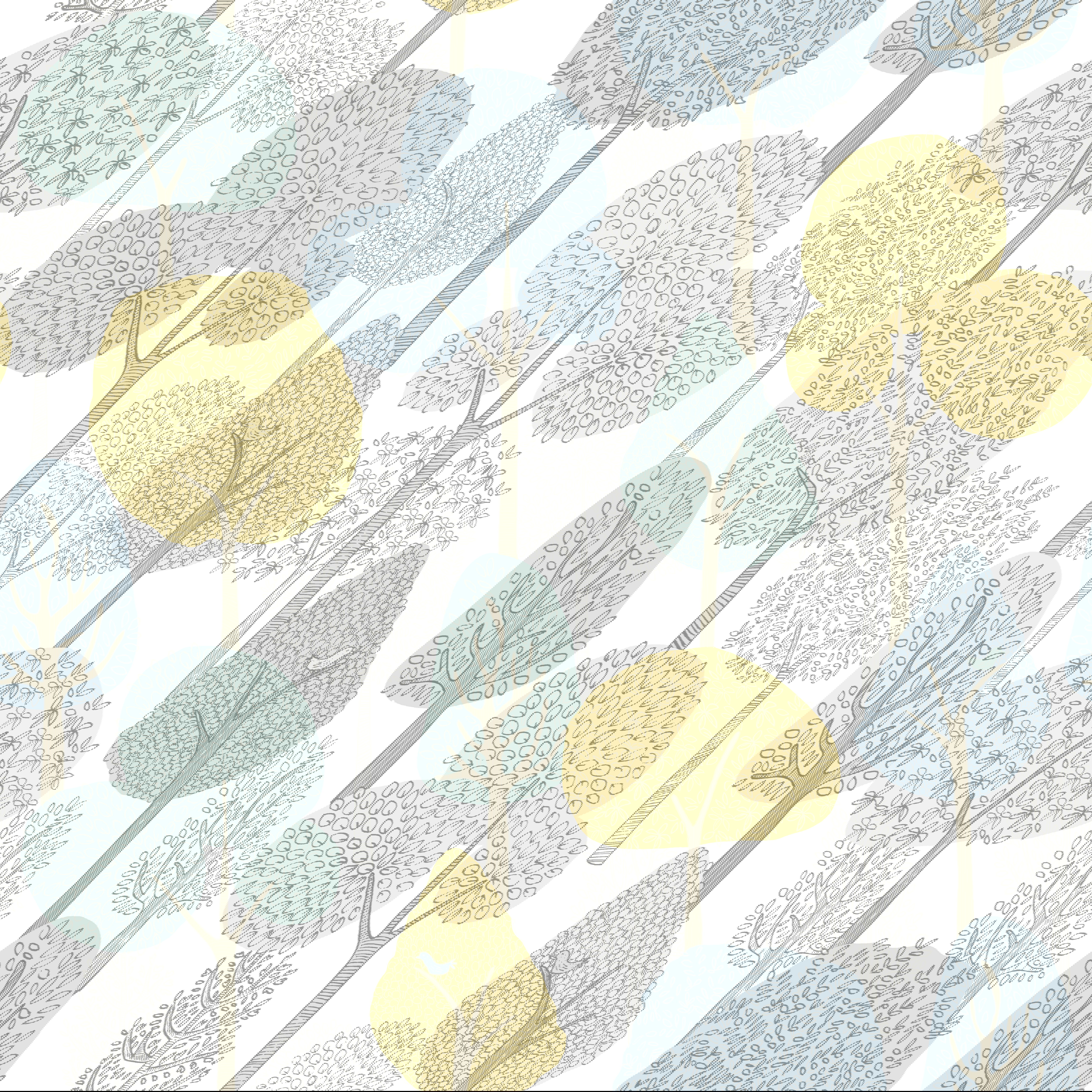 Treetops Aqua & Yellow Peel & Stick Wallpaper, by York Wall, 20' length x 1'8.5" width x 0.02" depth View 1