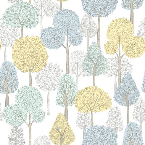 Treetops Aqua & Yellow Peel & Stick Wallpaper