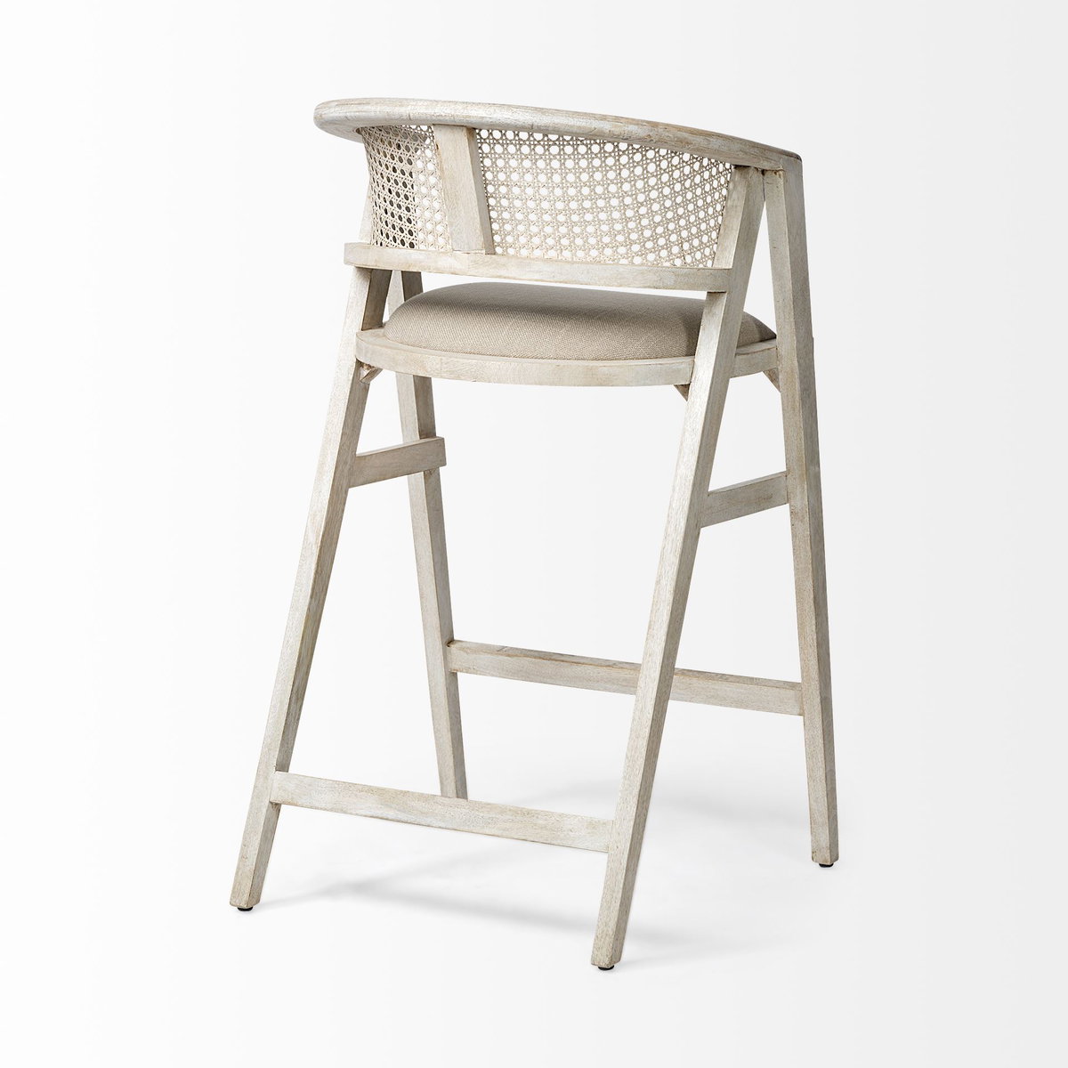 Tabitha Low Back 30.75in Seat Bar Stool | Beige Fabric with Blonde Wood, Counter & Bar Stool by Mercana, 23.25" length x 24" width x 40.25" height View 5