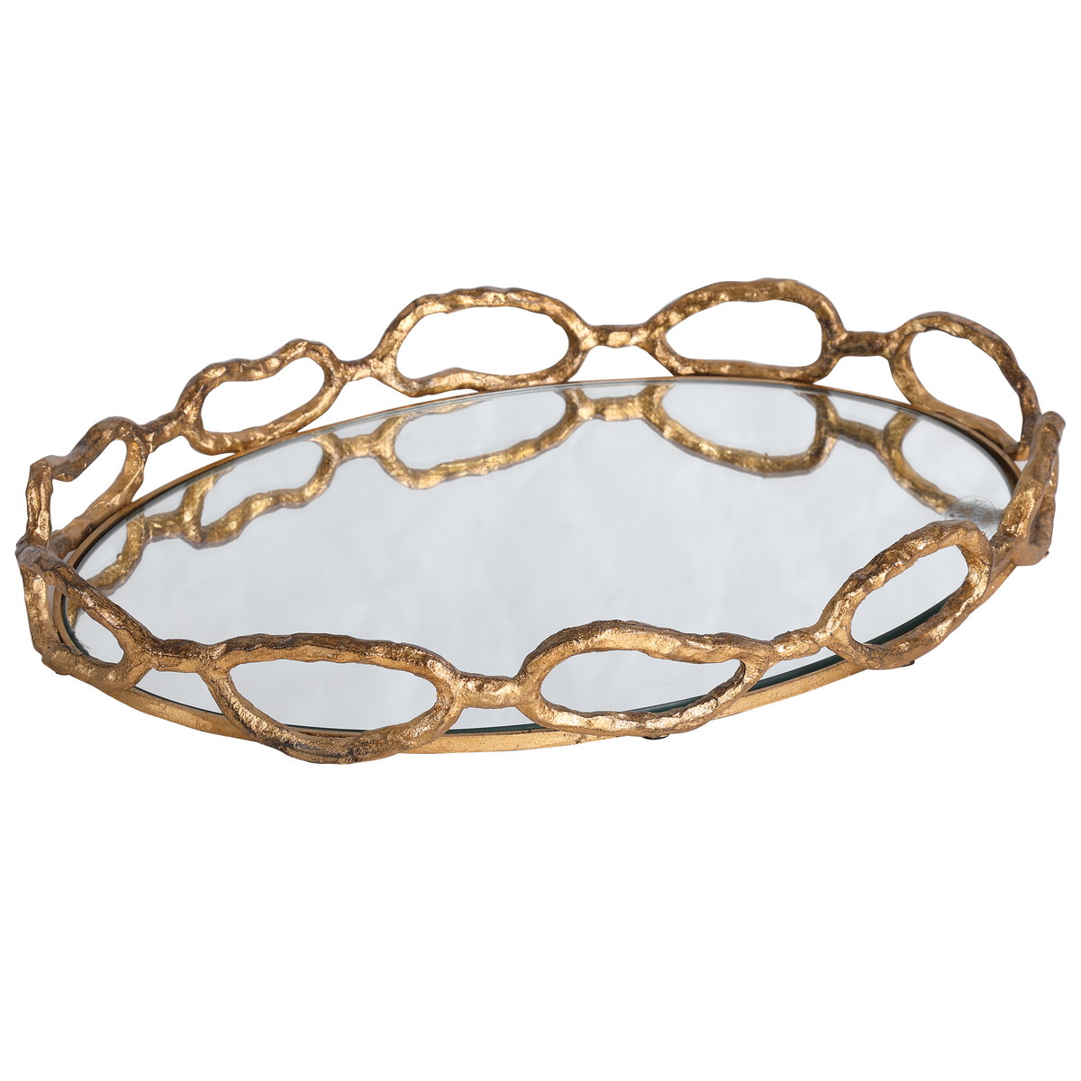 Cable Chain Mirrored Tray, Decorative Tray by Uttermost, 18.62" width x 2.37" height x 12.87" depth View 1