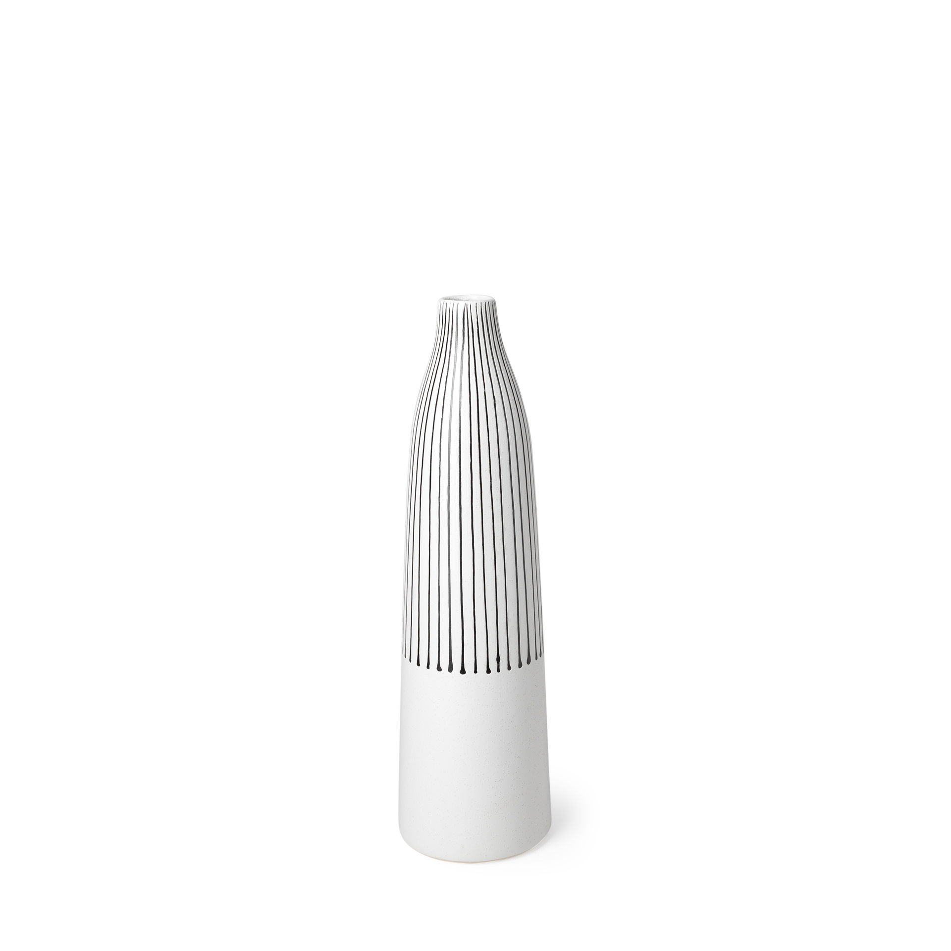 Kira I Small White Pinstripe Ceramic Vase large image 