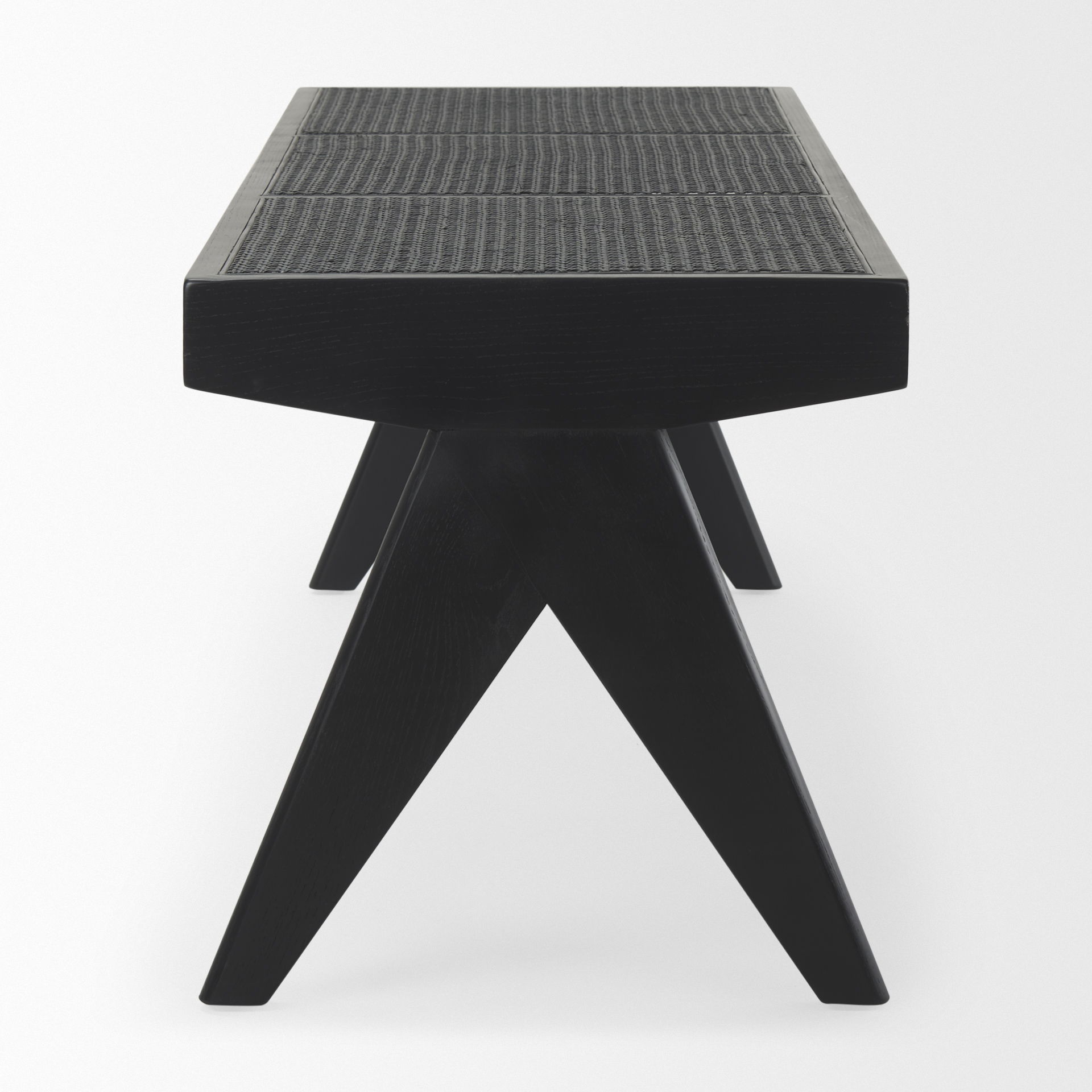 Arvin  Black Wooden Bench, Benche by Mercana, 59.06" length x 17.72" width x 18.11" height View 3