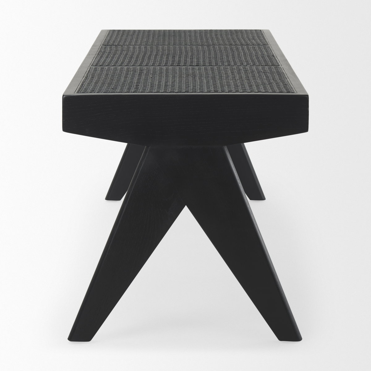 Arvin  Black Wooden Bench, Benche by Mercana, 59.06" length x 17.72" width x 18.11" height View 3