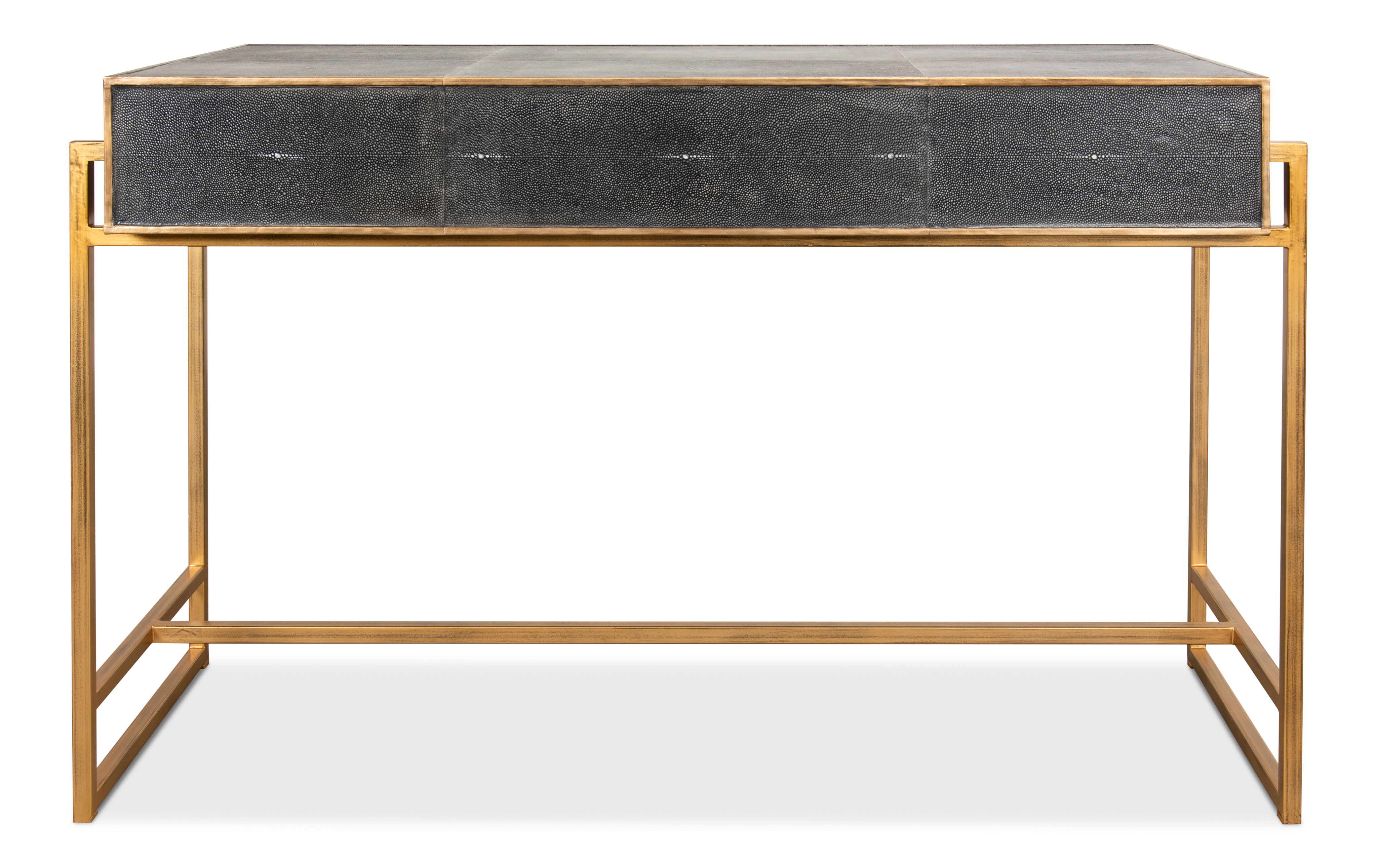 Grey Leather Shagreen Desk, by Sarreid, 49" length x 22" width x 31" height View 3