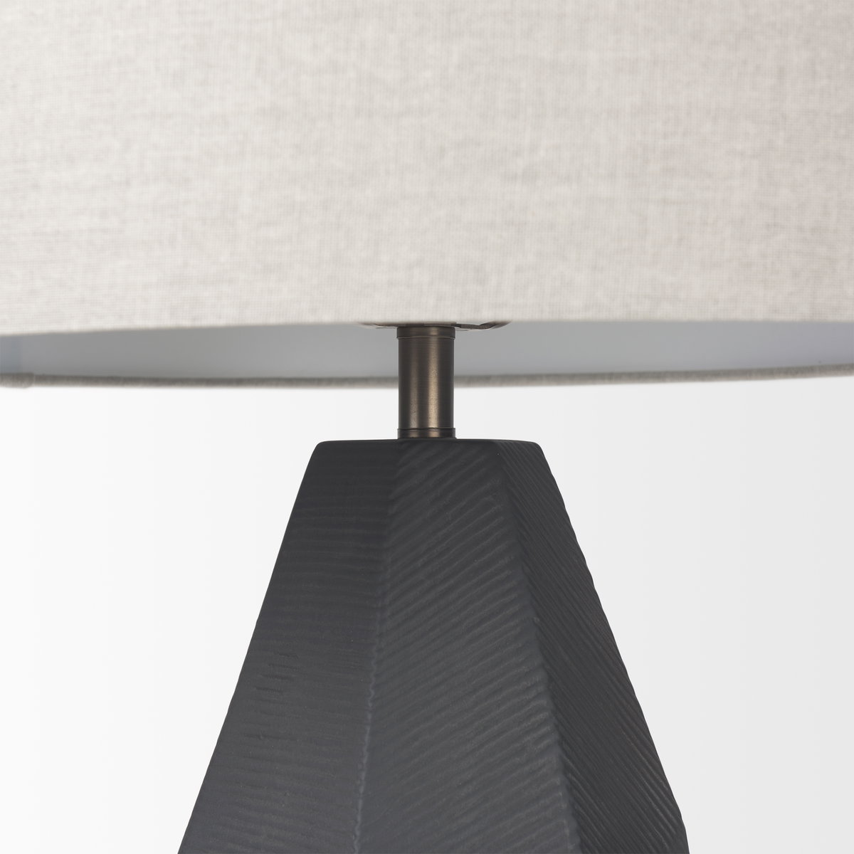 Piven Black with Gray Wash Textured Ceramic Table Lamp, by Mercana, 18" length x 18" width x 29.5" height View 9