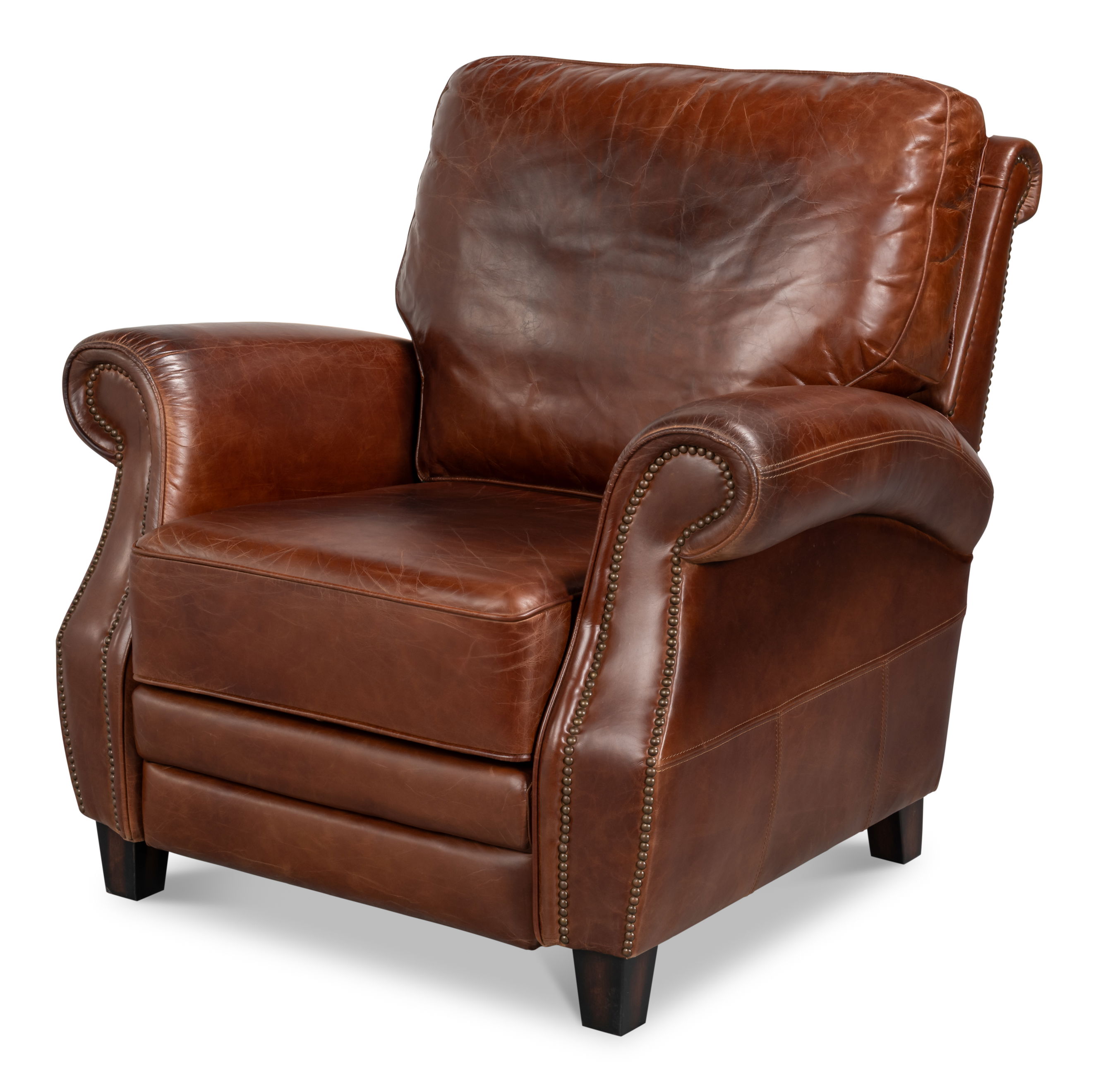 Roosevelt Leather Recliner, Seating by Sarreid, 39" length x 38" width x 39" height View 1