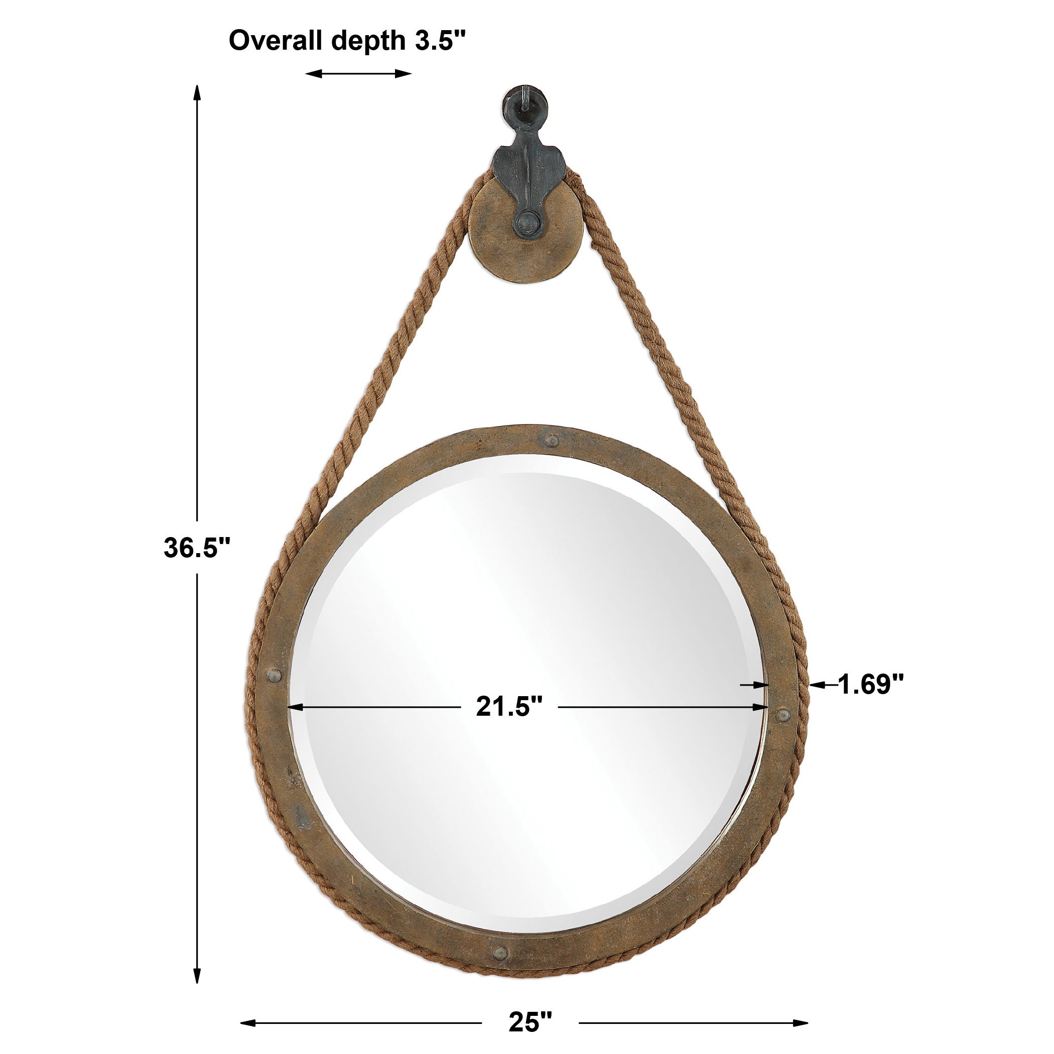 Melton Round Pulley Mirror large image 