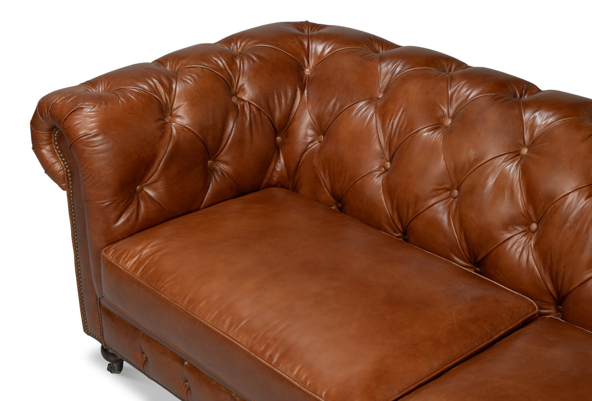 Castered Chesterfield Sofa, by Sarreid, 3'2" length x 7'5" width x 2'8" height View 12