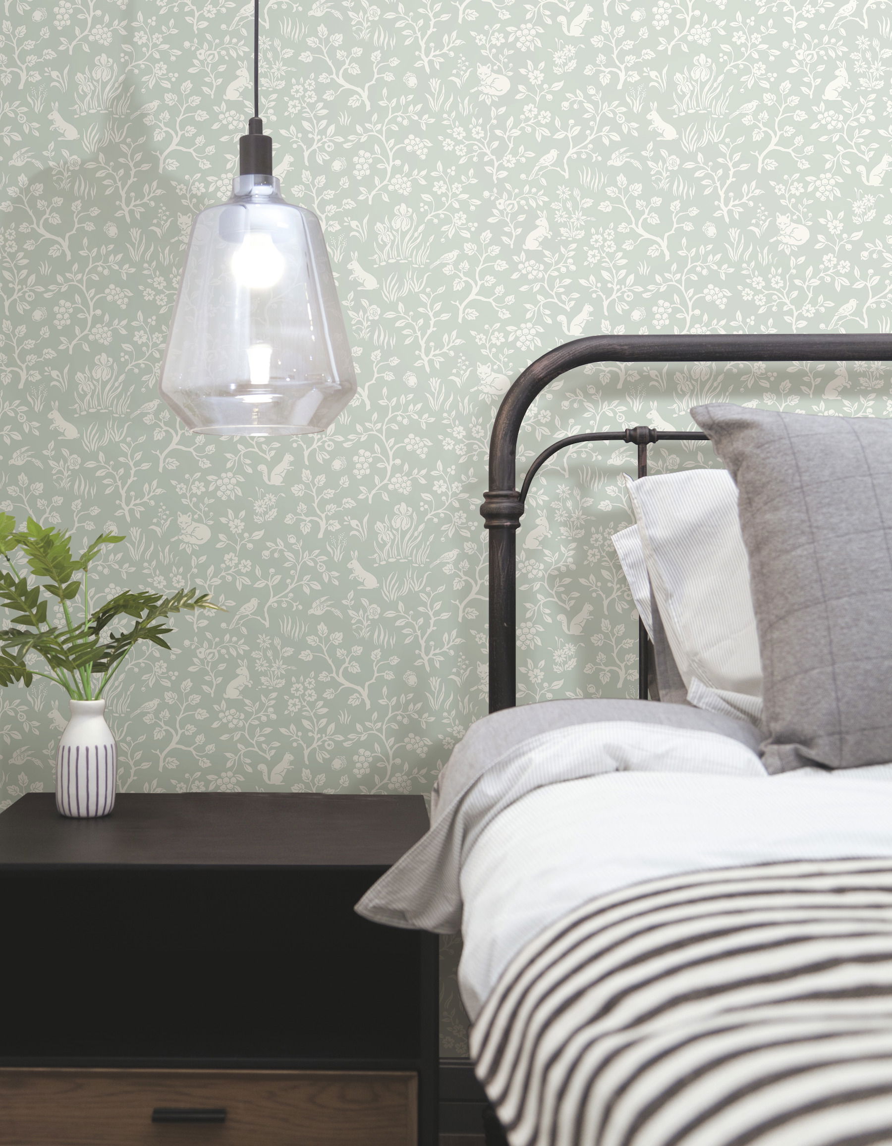 Magnolia Home Fox & Hare Green Peel & Stick Wallpaper large image 