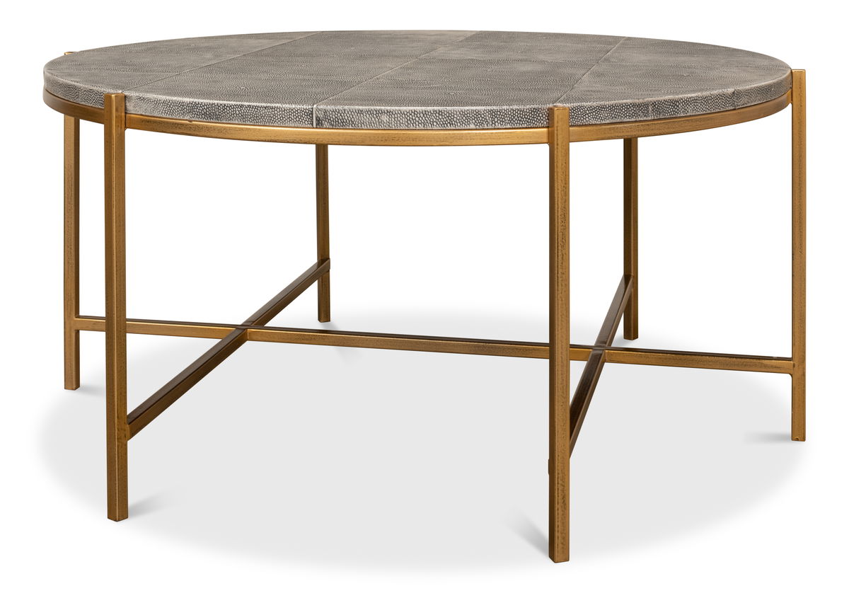 Grey Shagreen Coffee Table, by Sarreid, 2'10" length x 2'10" width x 1'4" height View 6