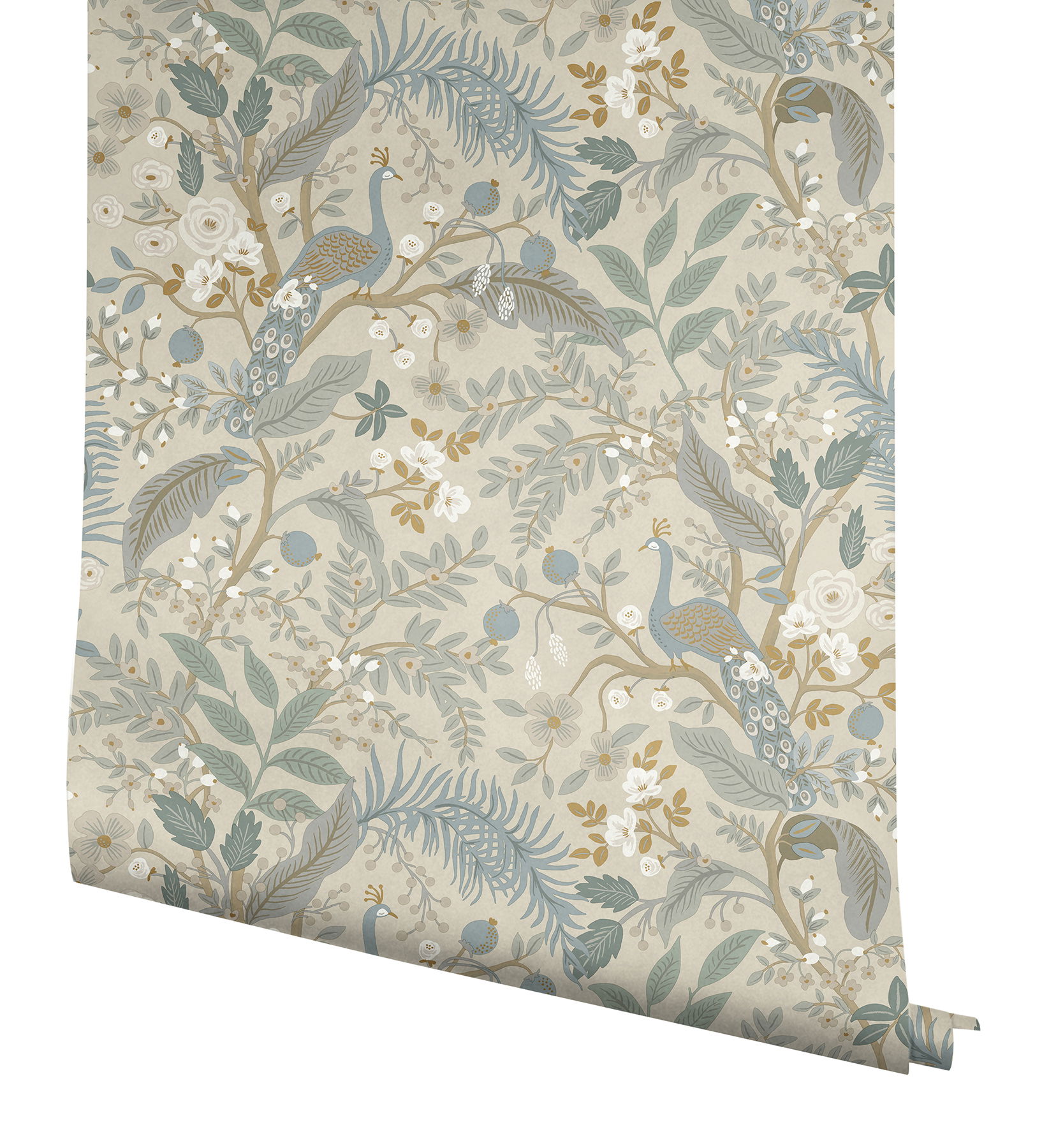 Peacock Garden Linen Peel & Stick Wallpaper large image 