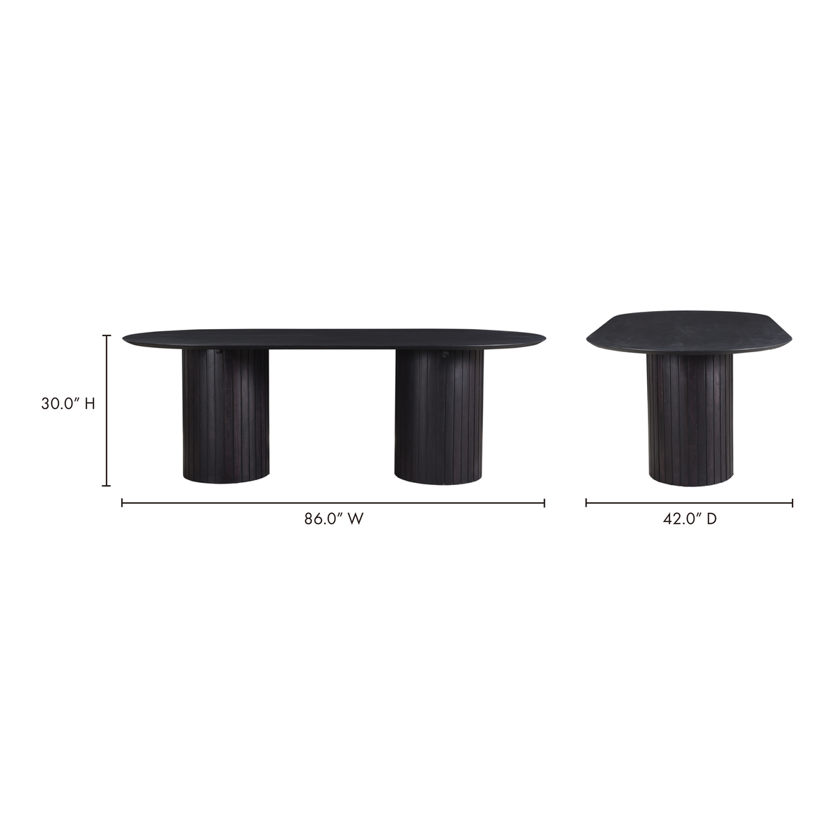 Povera Dining Table Black, by Moe's Home, 86" width x 30" height x 42" depth View 8