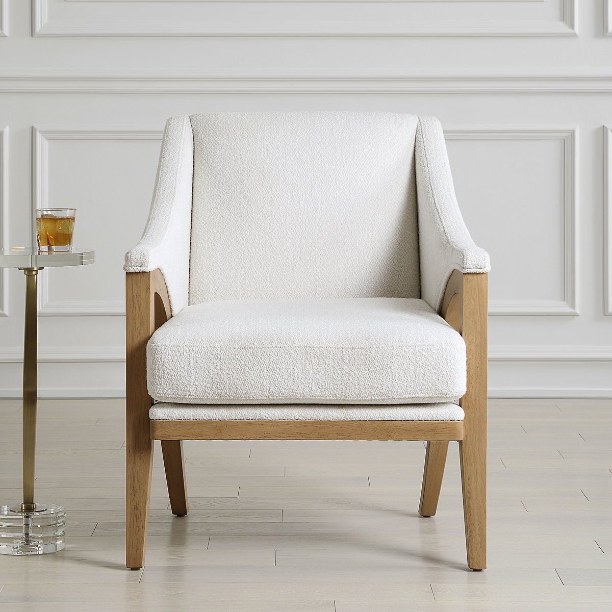Evolve White Fabric Accent Chair, by Uttermost, 28.5" width x 35" height x 33" depth View 2