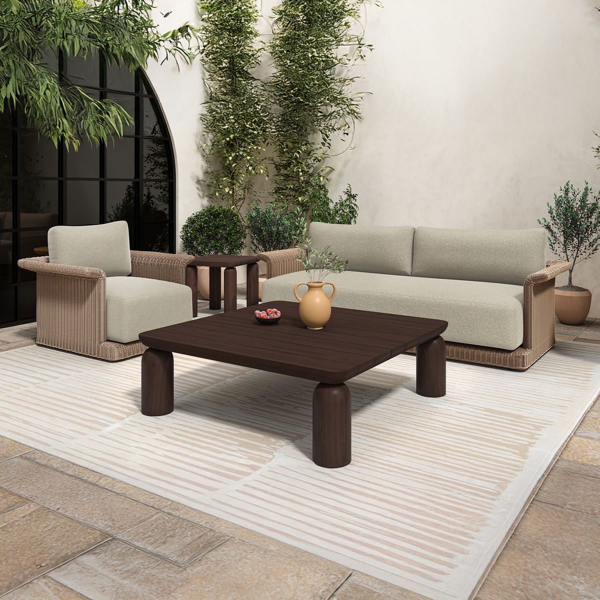 Meredith Outdoor Accent Chair Beige, Outdoor Chair by Moe's Home, 3'3.37" width x 2'6" height x 3'2.43" depth View 9