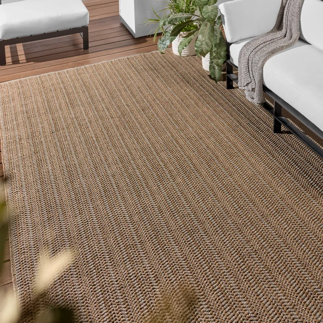 Elmas Handmade Indoor/Outdoor Striped Tan/Gray Area Rug (4'X6') large image 