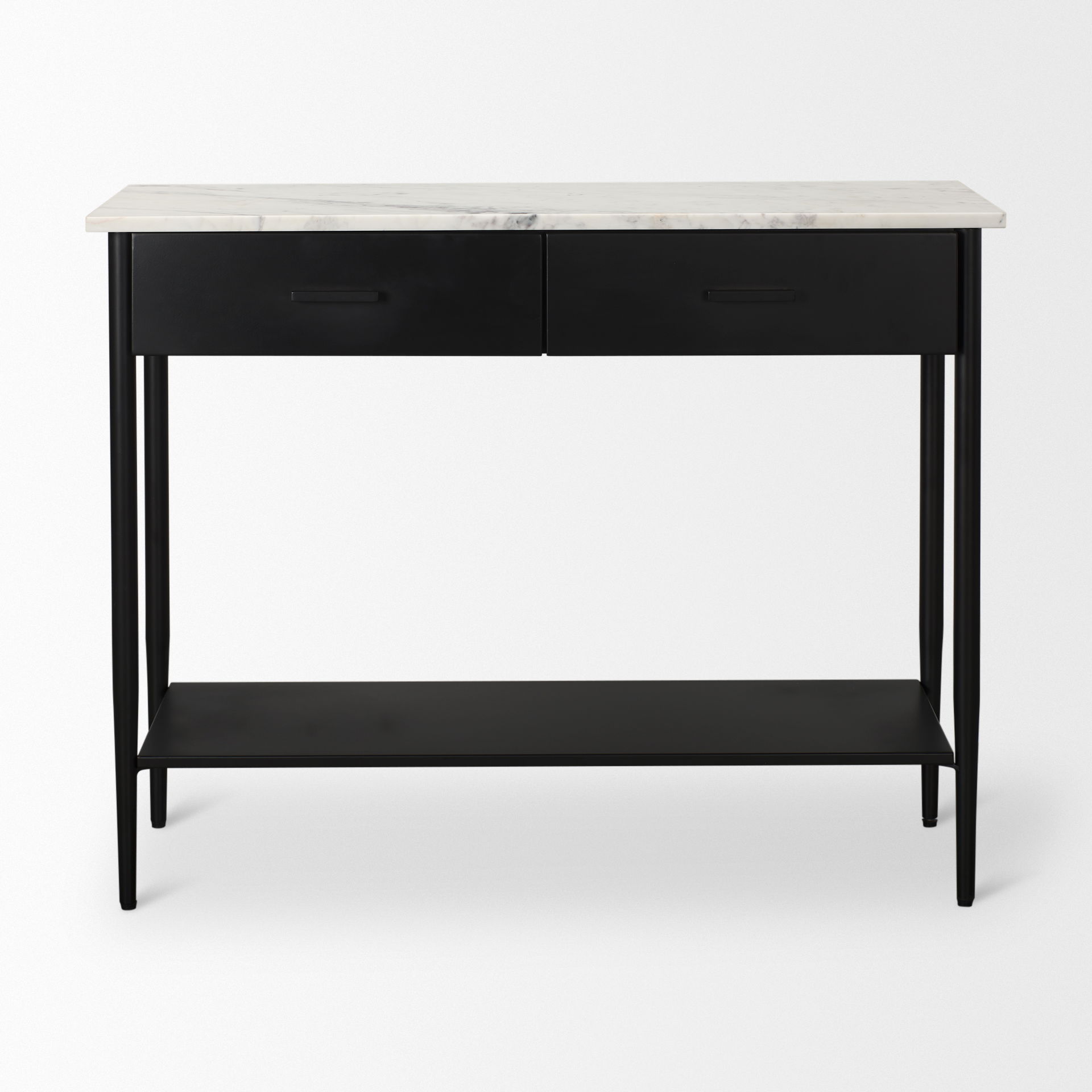 Amika White Marble Top Black Metal Base Console Table large image 