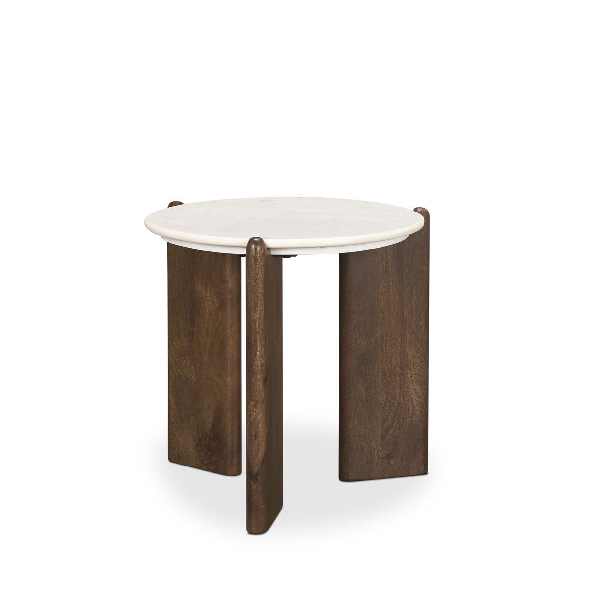 Rumer Dark Brown Wood with White Marble Side Table, Side & End Table by Mercana, 21" length x 21" width x 20" height View 1