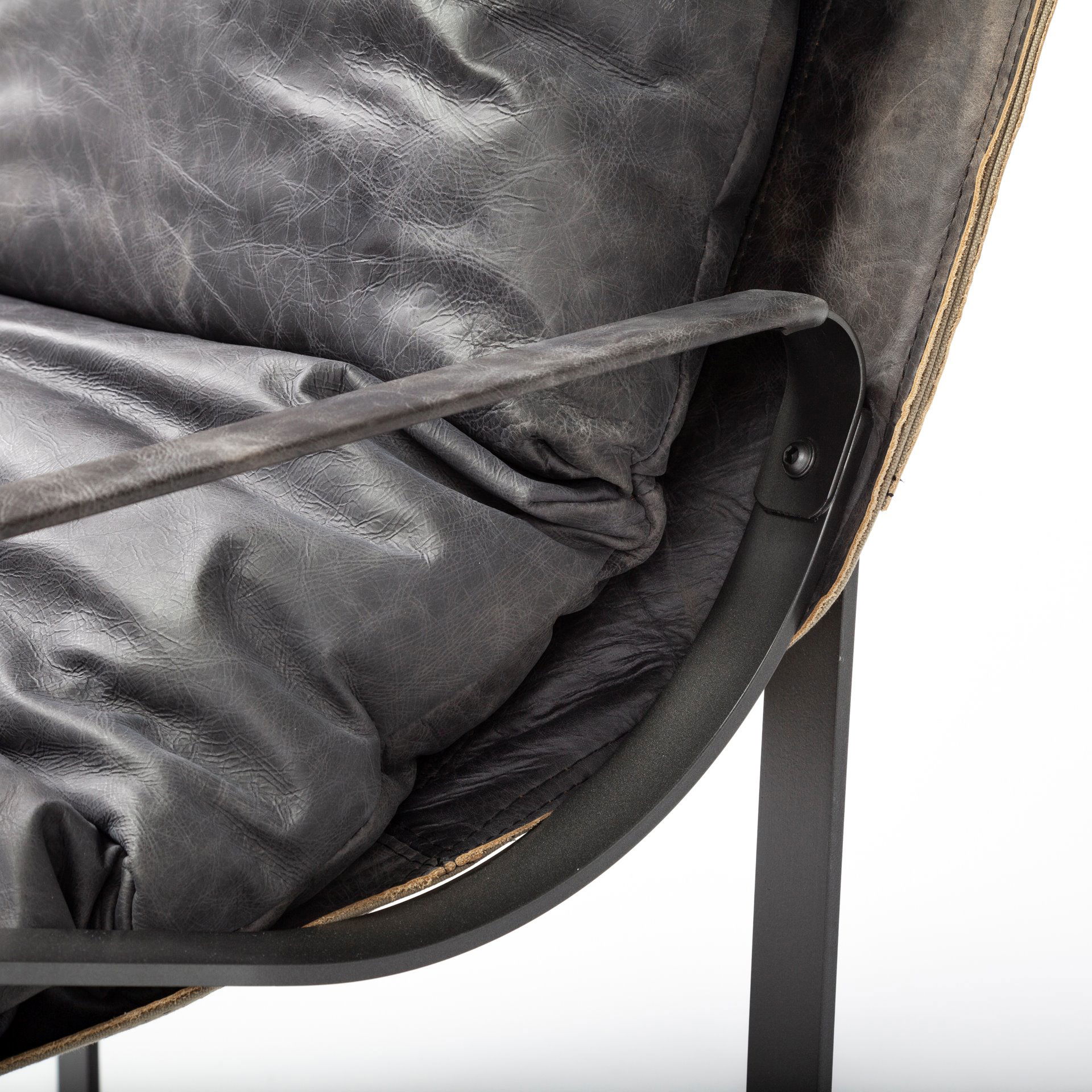 Hornet II Black Leather Body Metal Frame Accent Chair large image 