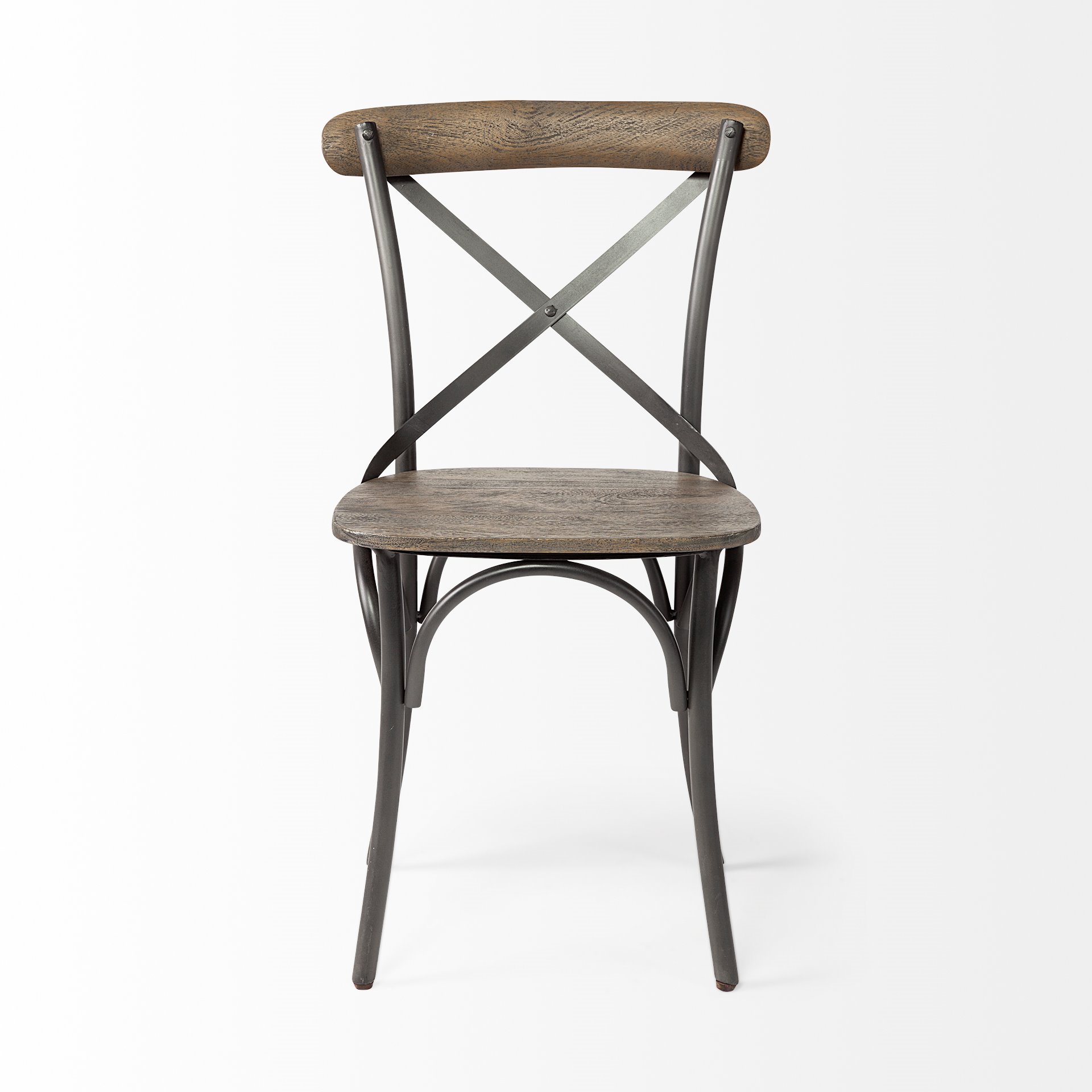 Etienne I Brown Solid Wood Seat Grey Iron Frame Dining Chair large image 