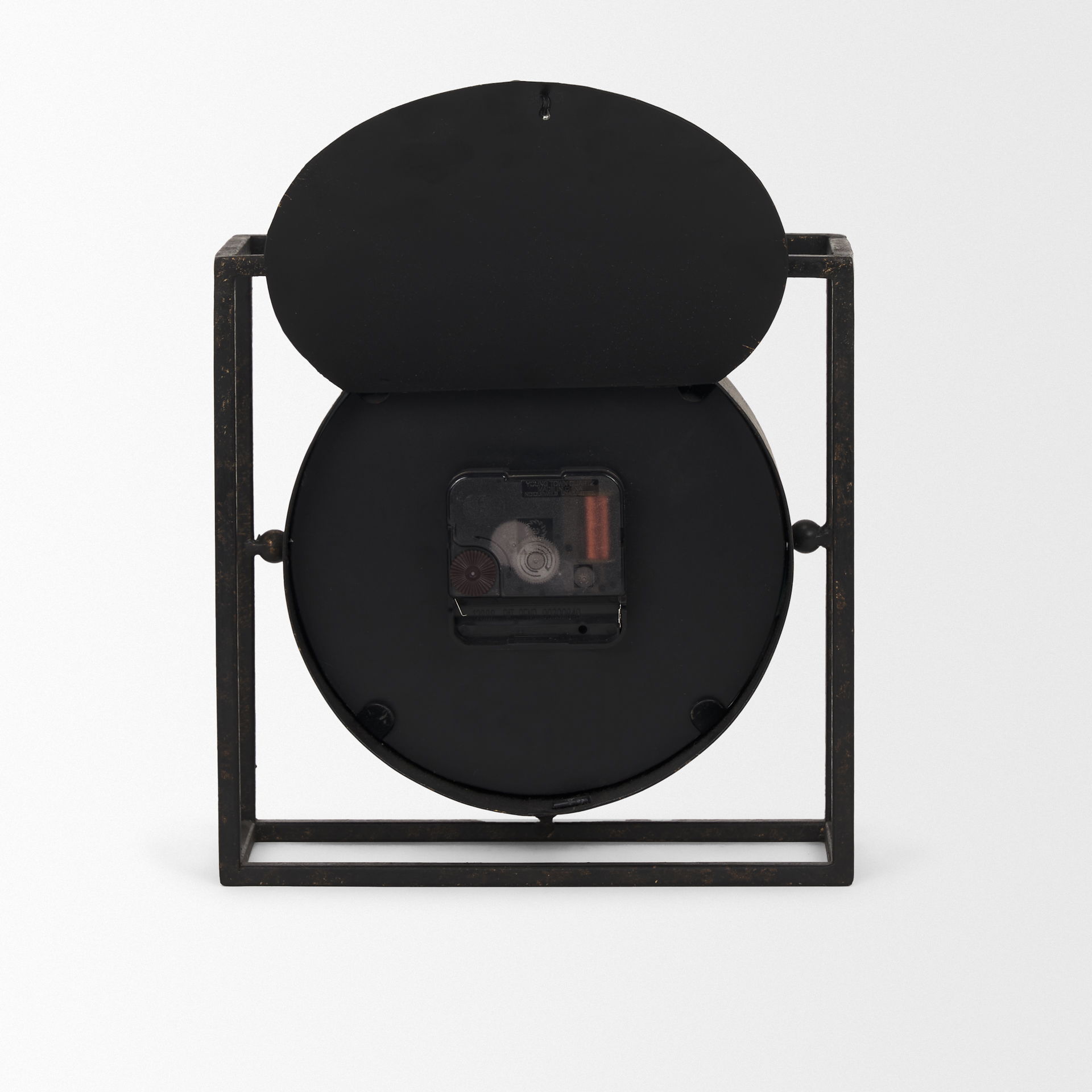 Raisa Black with Gold Antiquing Metal Table Clock, by Mercana, 3.05" length x 1.28" width x 3.05" height View 6