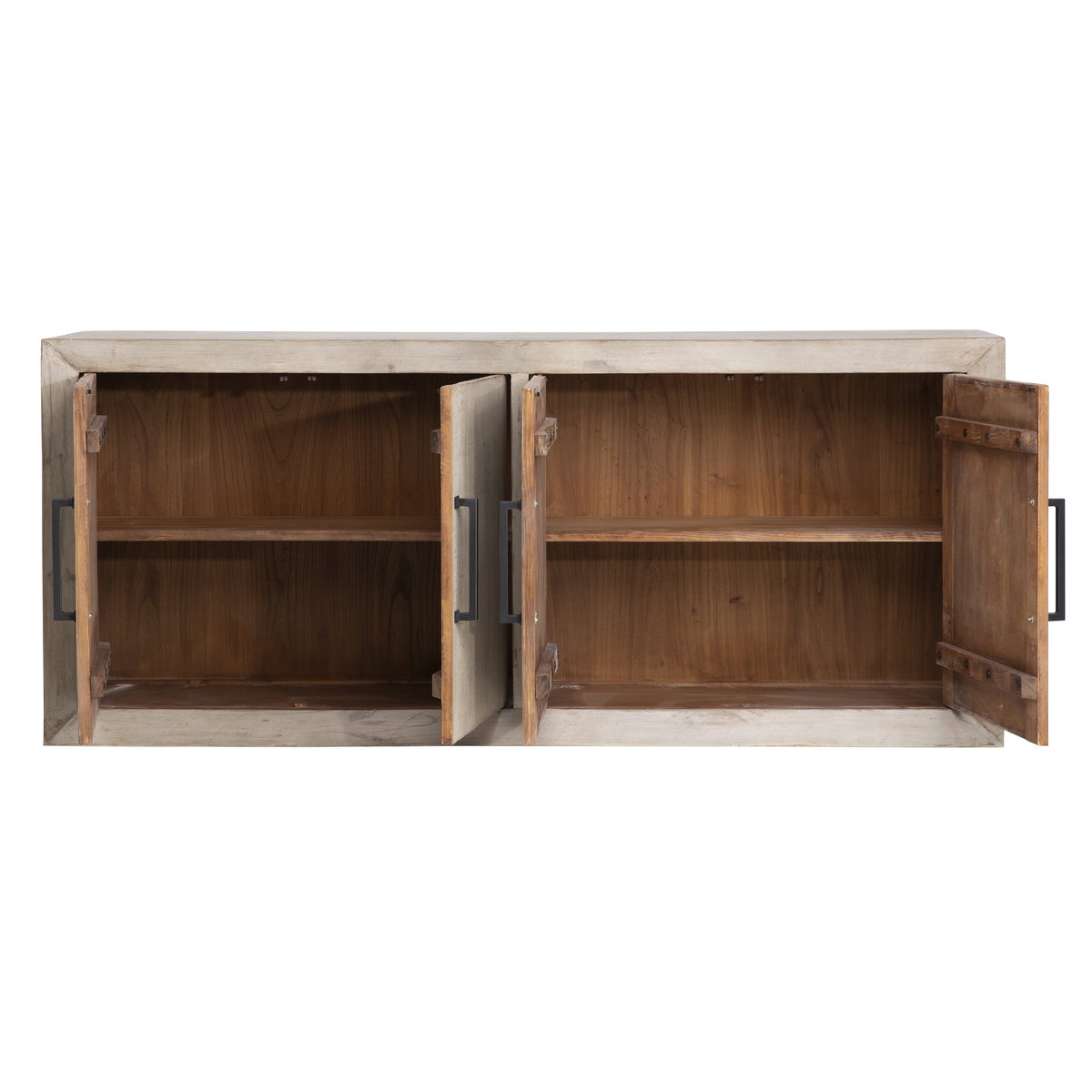 Sonya Sideboard Light Grey Wash, Sideboards & Buffet by Dovetail, 84" width x 36" height x 18" depth View 5