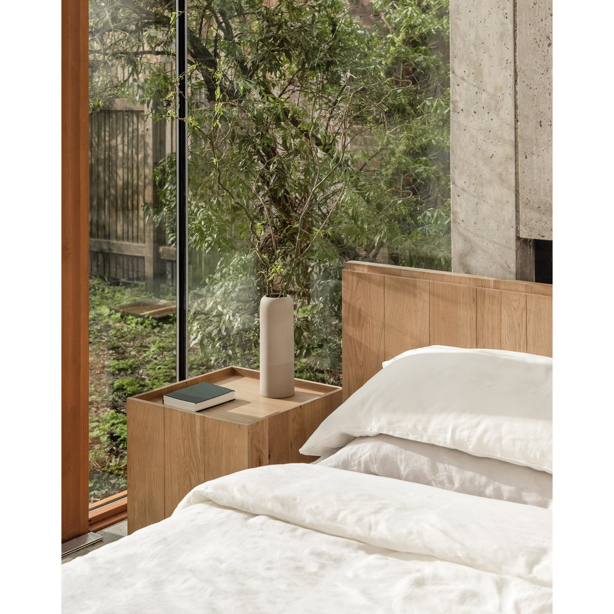 Plank Nightstand Natural, by Moe's Home, 18" width x 18" height x 19" depth View 12