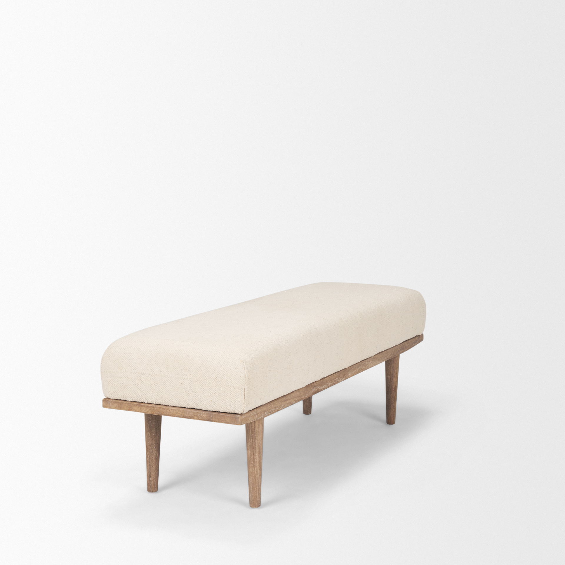 Shae Brown Wood with Oatmeal Fabric Bench large image 