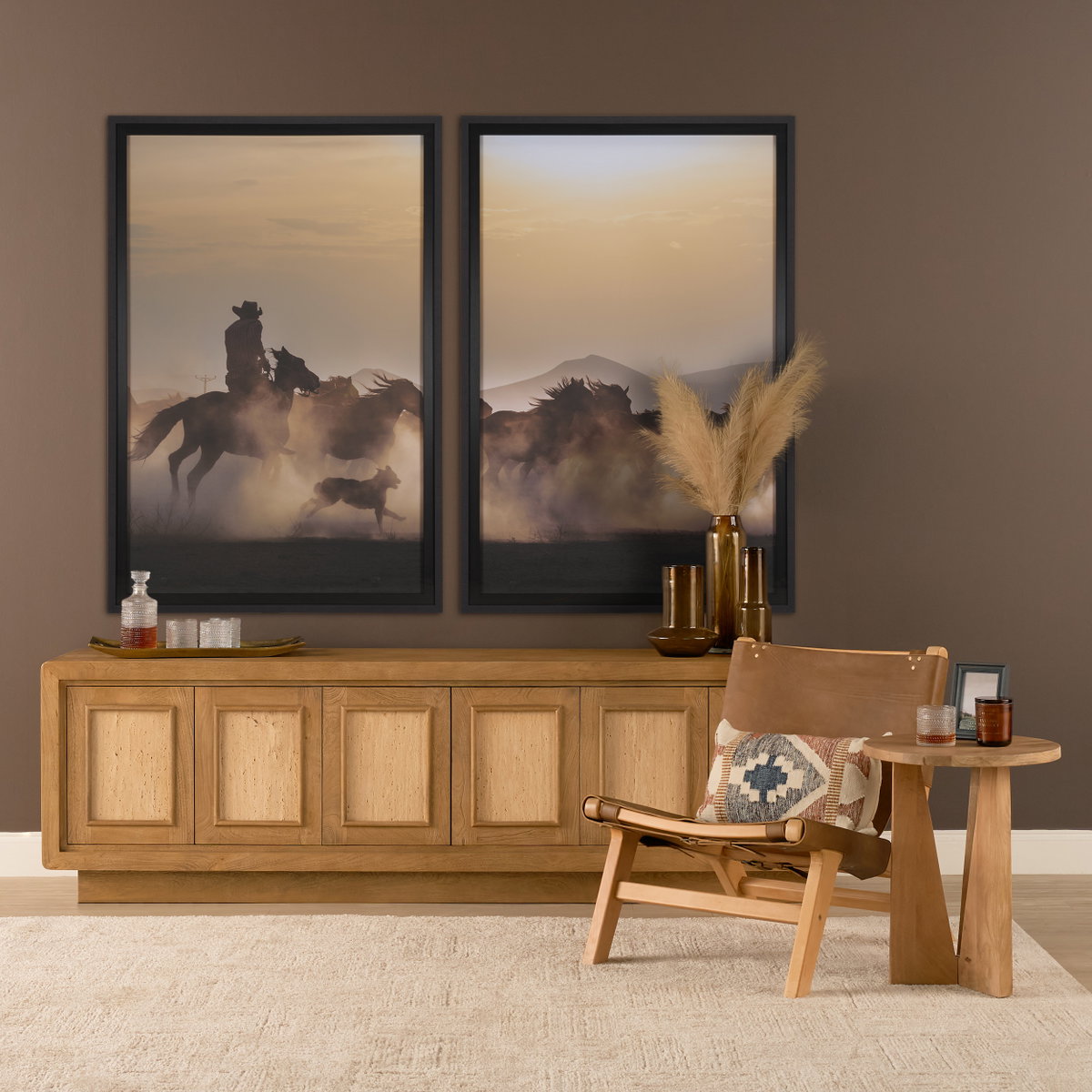 Elodie 24.4L x 33.9W x 30.7H Brown Leather with Natural Beech Wood Frame Accent Chair, by Mercana, 24.41" length x 31.9" width x 30.71" height View 4