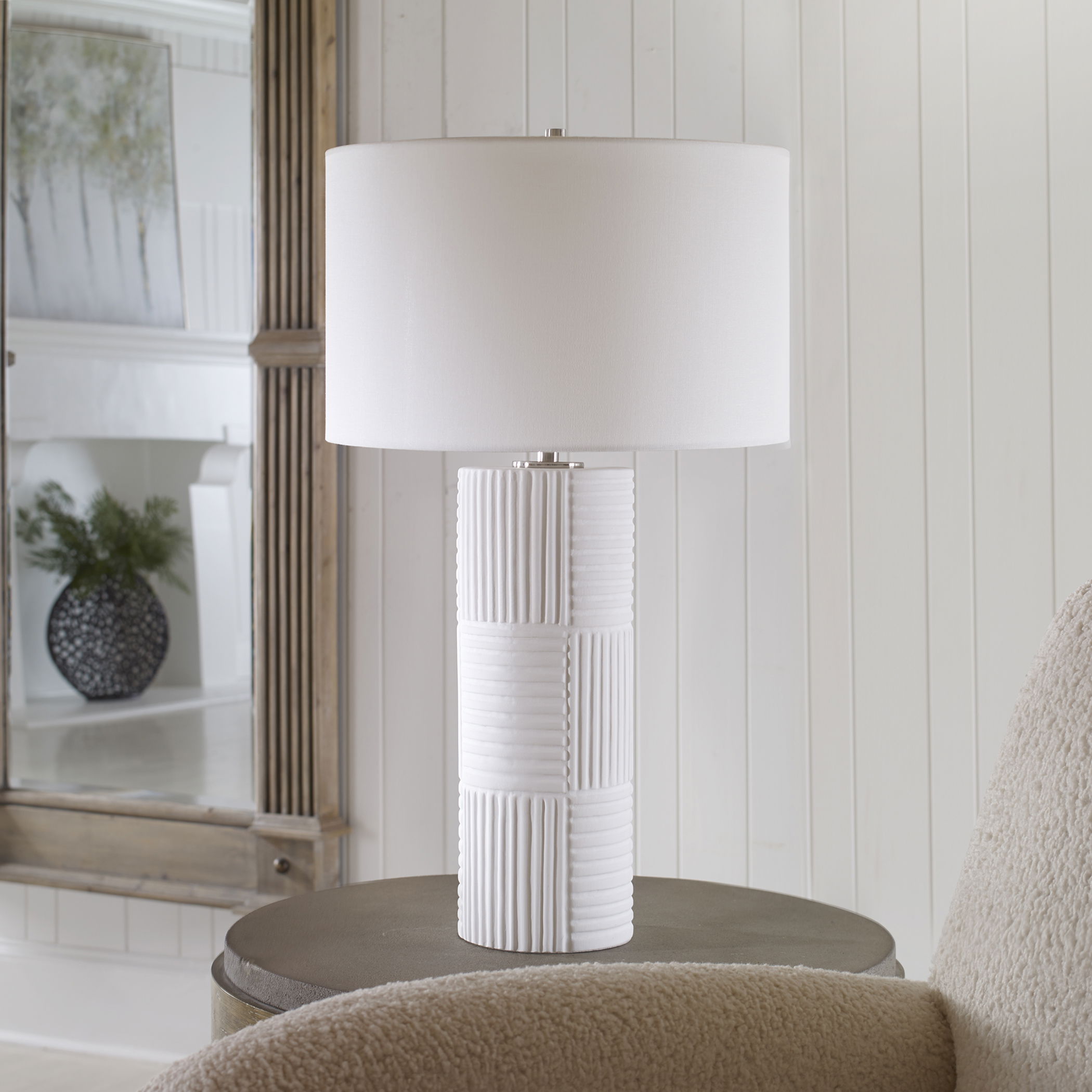 Patchwork White Table Lamp large image 