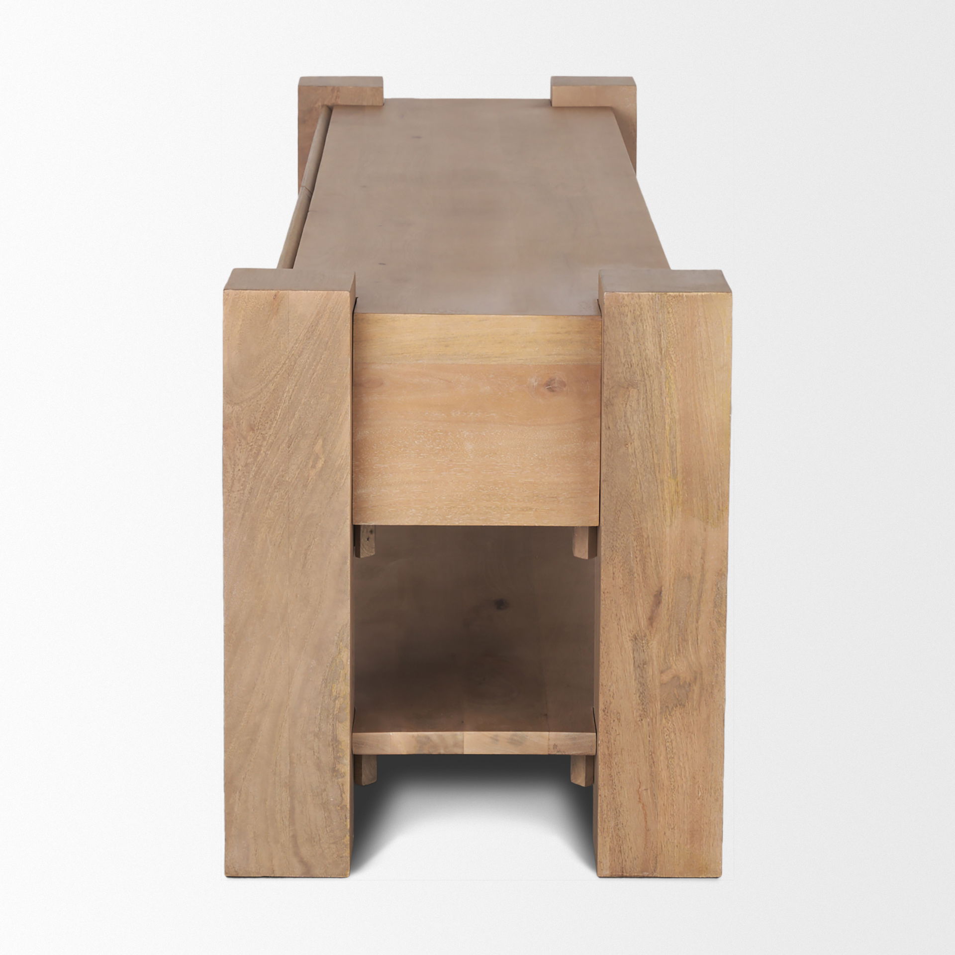 Beth Light Brown Wood Media Console, by Mercana, 70" length x 20" width x 23.75" height View 5