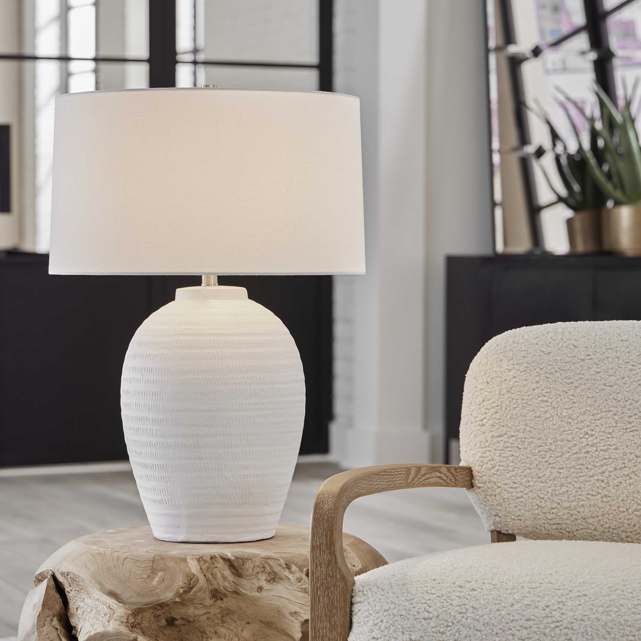 Reyna Chalk White Table Lamp large image 