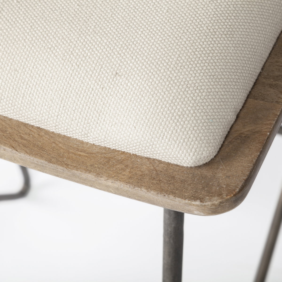 Katniss Backless 26in Seat Counter Stool | Cream Fabric with Gold Metal, Counter & Bar Stool by Mercana, 16" length x 16" width x 26" height View 9