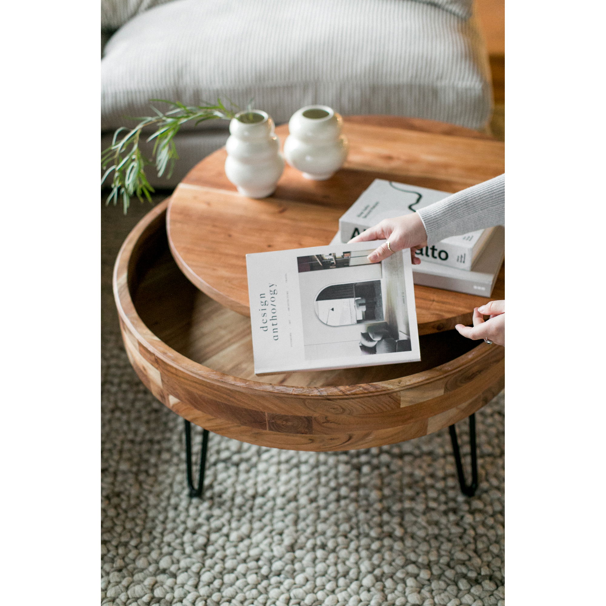 Privado Storage Coffee Table Natural, by Moe's Home, 31" width x 16" height x 31" depth View 7