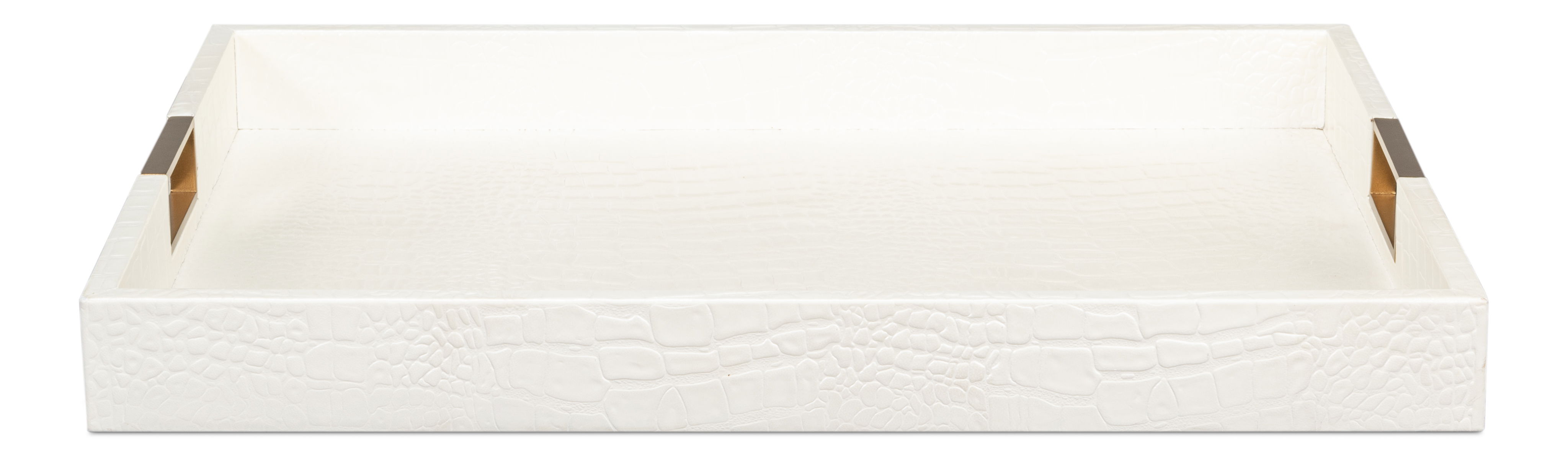 Norton Leather Tray,Croco Leather, Pearl, Decor by Sarreid, 24" length x 18" width x 2.5" height View 2