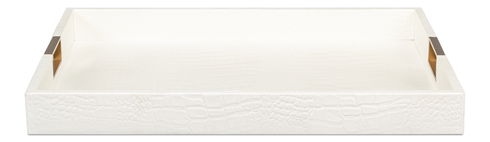Norton Leather Tray,Croco Leather, Pearl