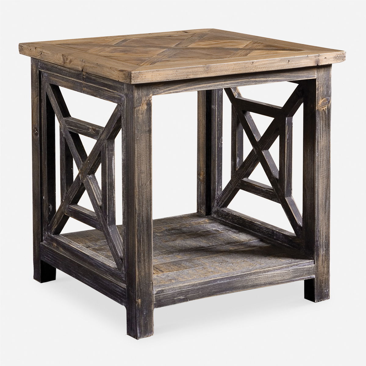 Spiro Reclaimed Wood End Table, Side & End Table by Uttermost, 19.75" width x 21.62" height x 19.75" depth View 1